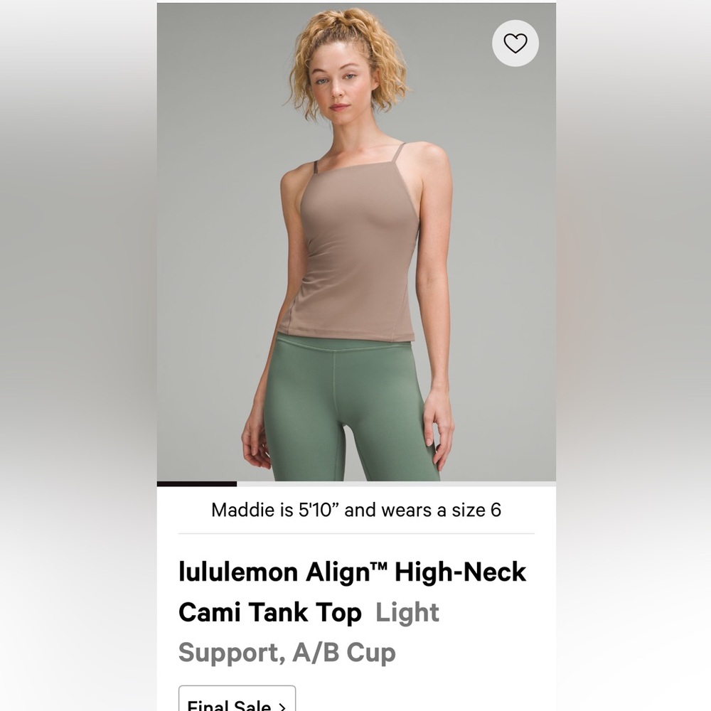 Lululemon Taupetastic high neck cami